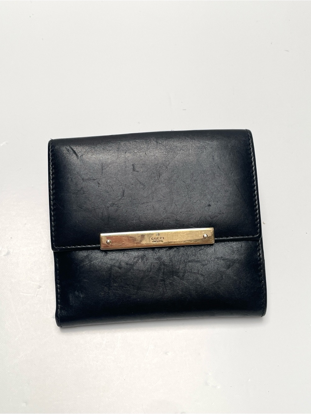 Vintage Gucci Black Leather Compact Wallet Holder